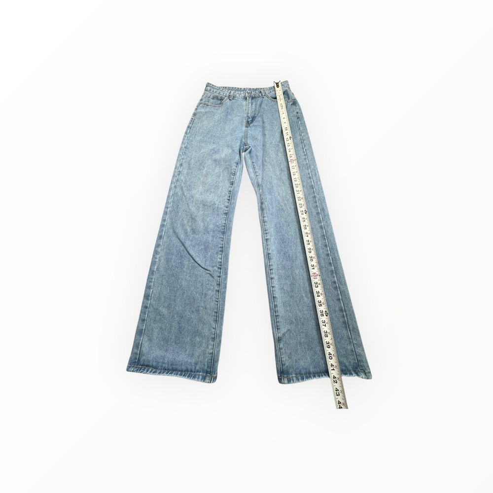 SHEIN Jeans Womens L Light Blue Wide Leg High Waisted Flared Denim Pants - Picture 7 of 12